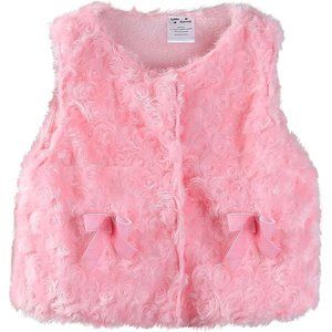 Mud Kingdom Cute Baby Girl Fleece Vests Faux Fur